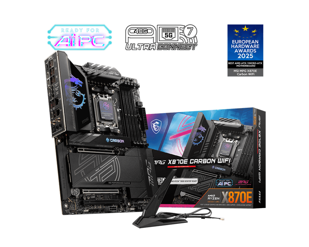 Placa Mae X870E CARBON MSI MPG WIFI 7, Bluetooth, AMD AM5, 4x DDR5, 4x slots M.2, USB 4