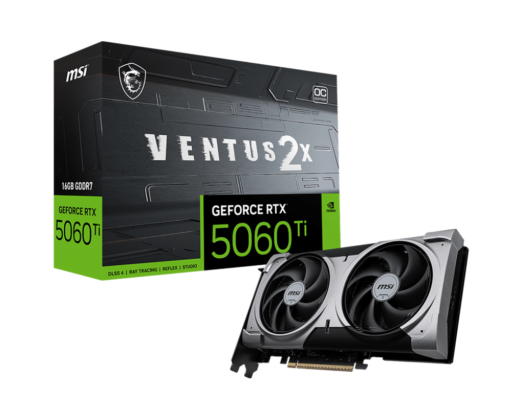 Placa de Vídeo RTX 5060 TI 16GB MSI GeForce Ventus 2X OC Plus GDDR7, DLSS, Ray Tracing