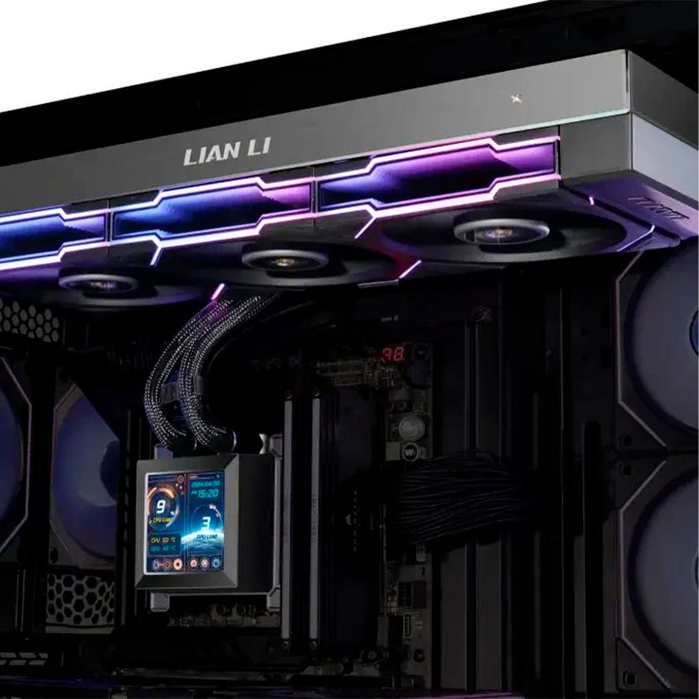 Water Cooler Hydroshift 360TL Preto Display LCD, Lian Li, 360mm, AMD/Intel, Alta Pressão - HSLCD36TB - Imagem 4
