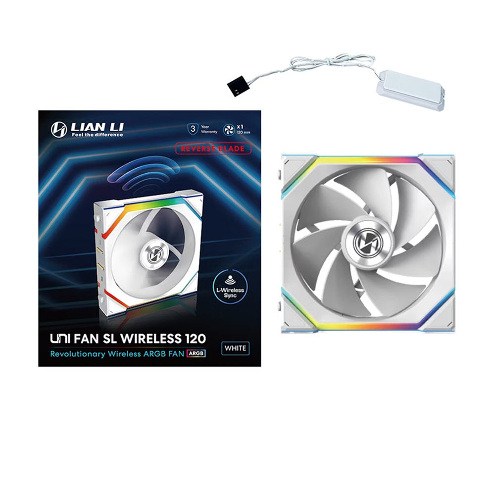 Cooler Fan Lian Li Uni Fan SL Wireless Reverse Blade Branco 120mm PWM ARGB - 12RSL1W1W
