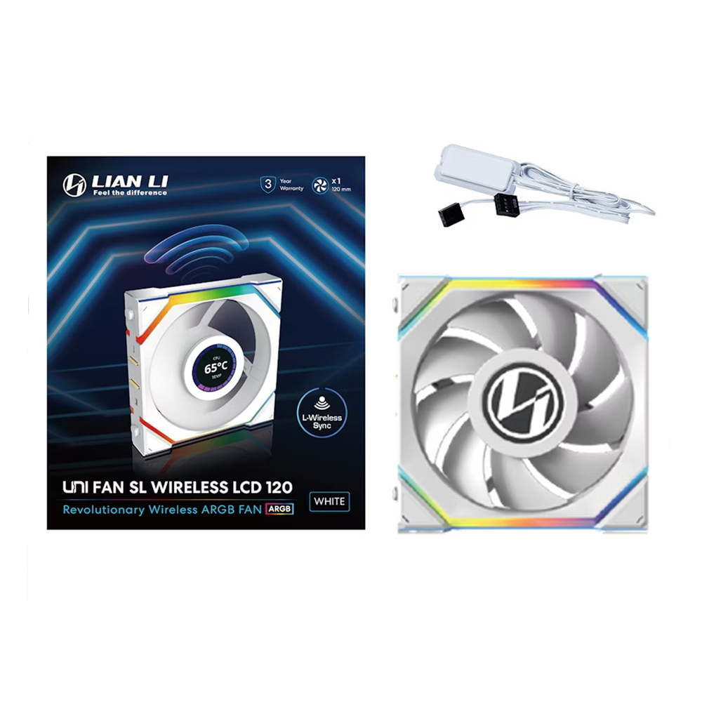 Cooler Fan Lian Li Uni Fan SL Display LCD Wireless Blade Branco 120mm PWM ARGB - 12SLLCD1W1W
