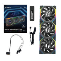 Kit 3x Cooler Fan Lian Li Uni Fan SL Display LCD Wireless Blade Preto 120mm PWM ARGB - 12SLLCD1W3B