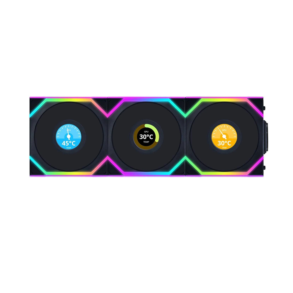 Kit 3x Cooler Fan Lian Li Uni Fan SL Display LCD Wireless Reverse Blade Preto 120mm PWM ARGB - 12RSLLCD1W3B - Imagem 2