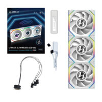 Kit 3x Cooler Fan Lian Li Uni Fan SL Display LCD Wireless Blade Branco 120mm PWM ARGB - 12SLLCD1W3W