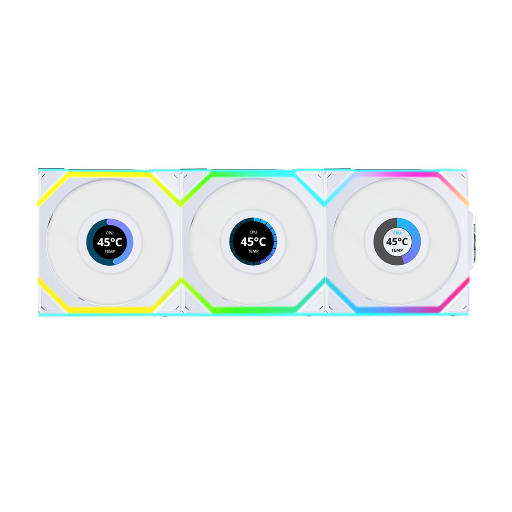 Kit 3x Cooler Fan Lian Li Uni Fan SL Display LCD Wireless Reverse Blade Branco 120mm PWM ARGB - 12RSLLCD1W3W - Imagem 2