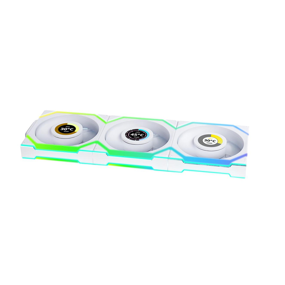 Kit 3x Cooler Fan Lian Li Uni Fan SL Display LCD Wireless Blade Branco 120mm PWM ARGB - 12SLLCD1W3W - Imagem 3