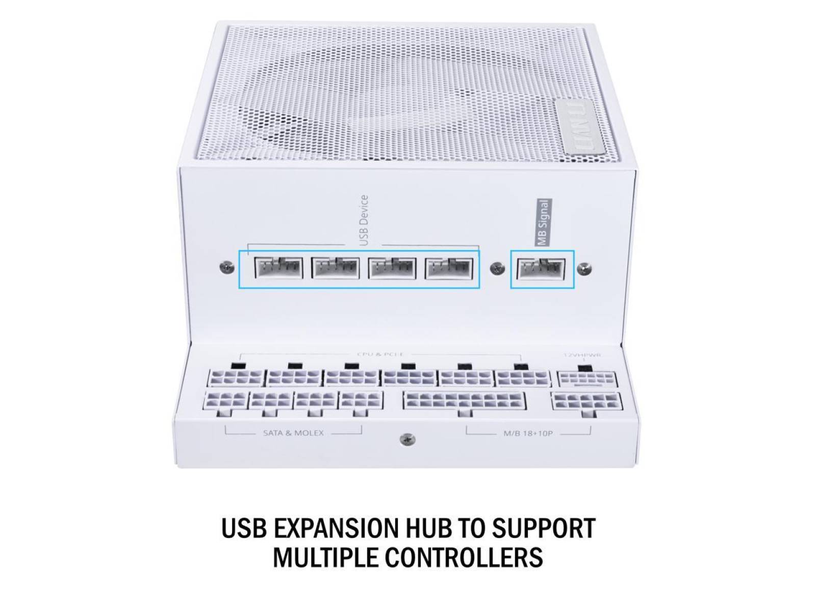 Fonte Lian Li EDGE 1300W Branca, 80 Plus Platinum, ATX 3.1, PCI 5.1, Com Hub USB e Cabos Sleeveds, PFC, Full Modular - Imagem 2