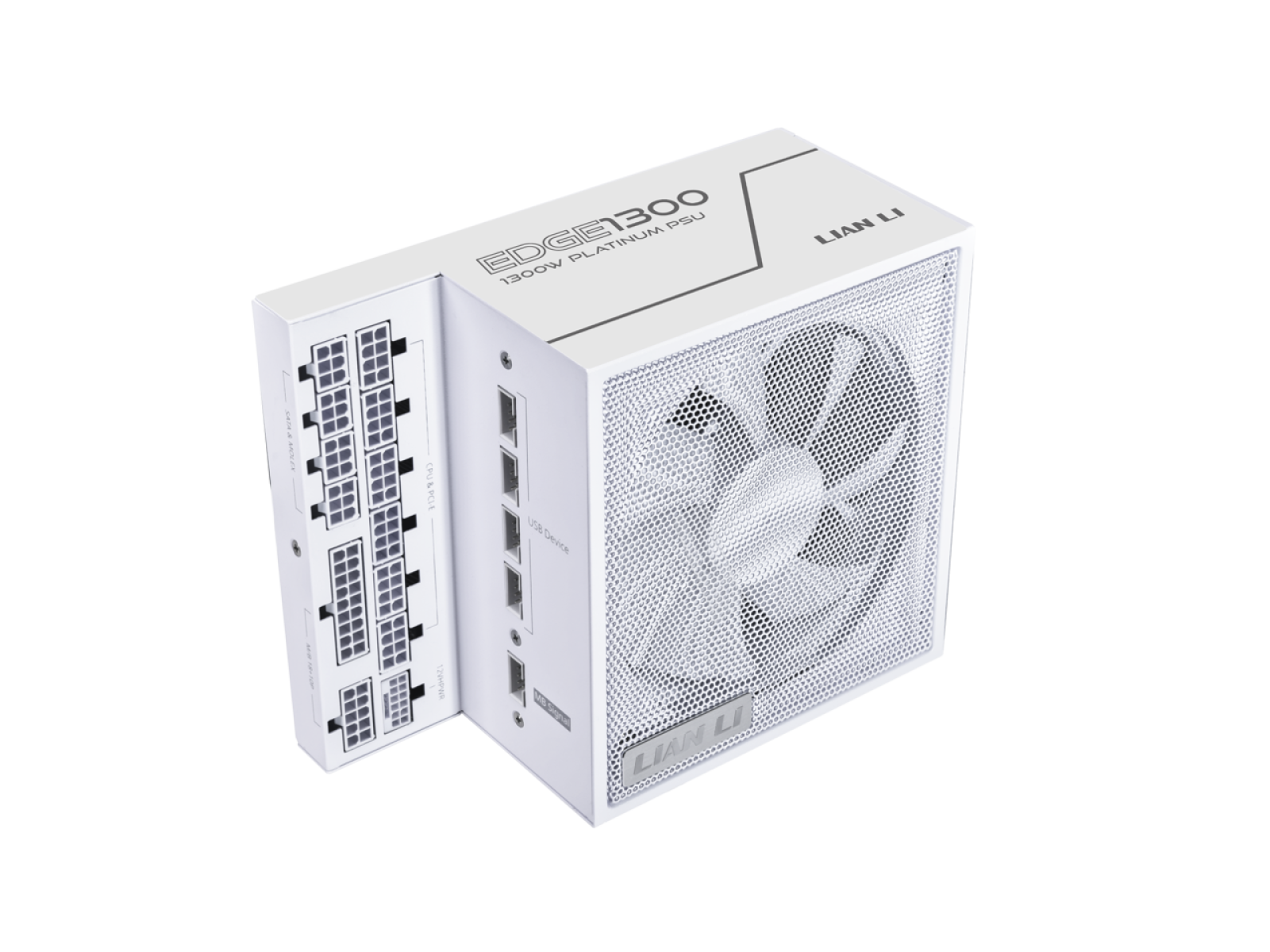 Fonte Lian Li EDGE 1300W Branca, 80 Plus Platinum, ATX 3.1, PCI 5.1, Com Hub USB e Cabos Sleeveds, PFC, Full Modular
