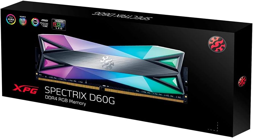 Memória Adata XPG Spectrix D60G, RGB, 8GB (1x8GB), DDR4, C16, 3200Mhz, AX4U32008G16A-ST60