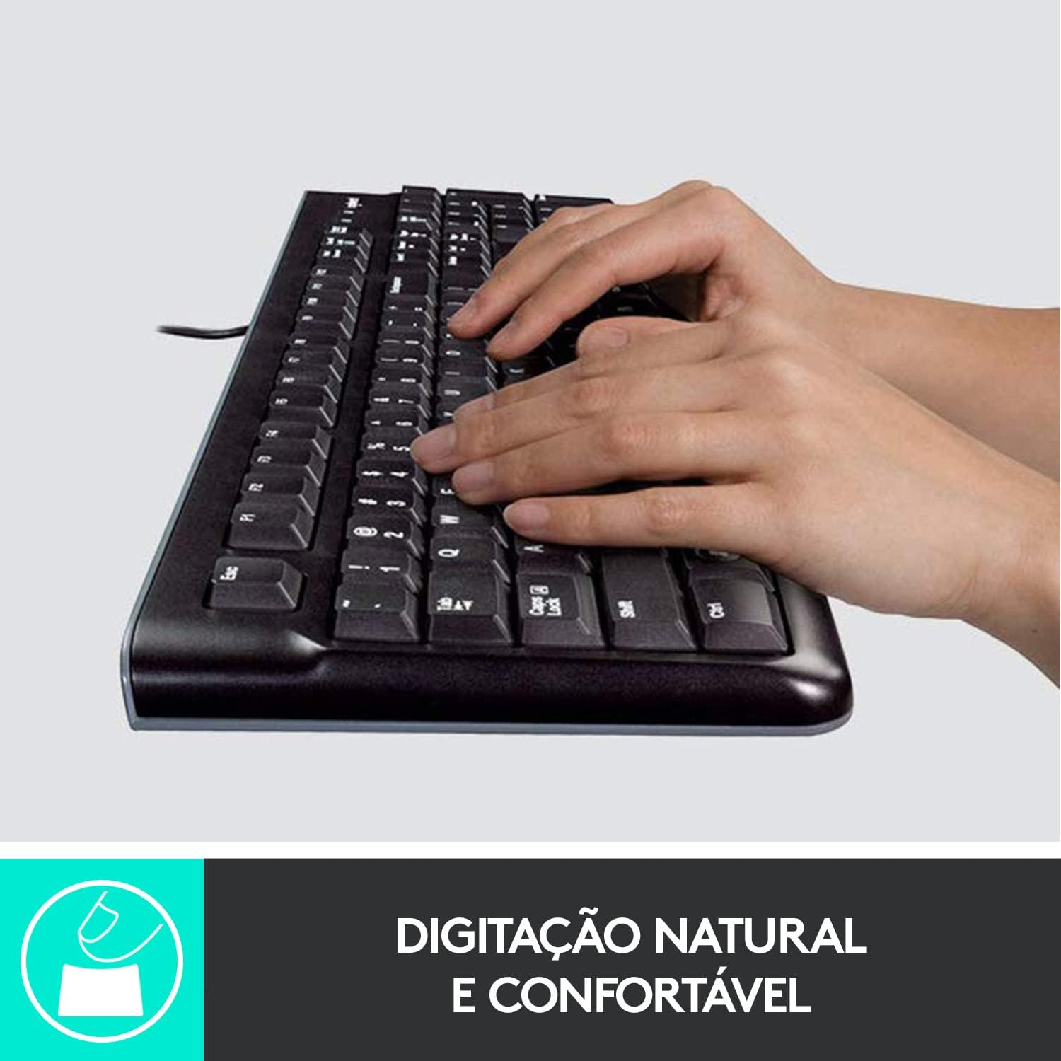 Kit Teclado e Mouse com fio USB Logitech MK120, ABNT2, Design Confortável, Durável e Resistente à Respingos - Imagem 4