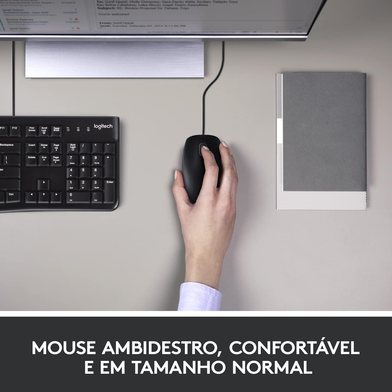Kit Teclado e Mouse com fio USB Logitech MK120, ABNT2, Design Confortável, Durável e Resistente à Respingos - Imagem 5