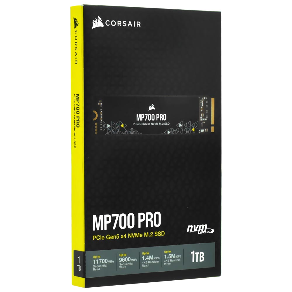 SSD 1TB Gen 5 Corsair MP700 Pro, M.2 NVMe, Leitura 11700MB/s e Gravação 9600MB/s