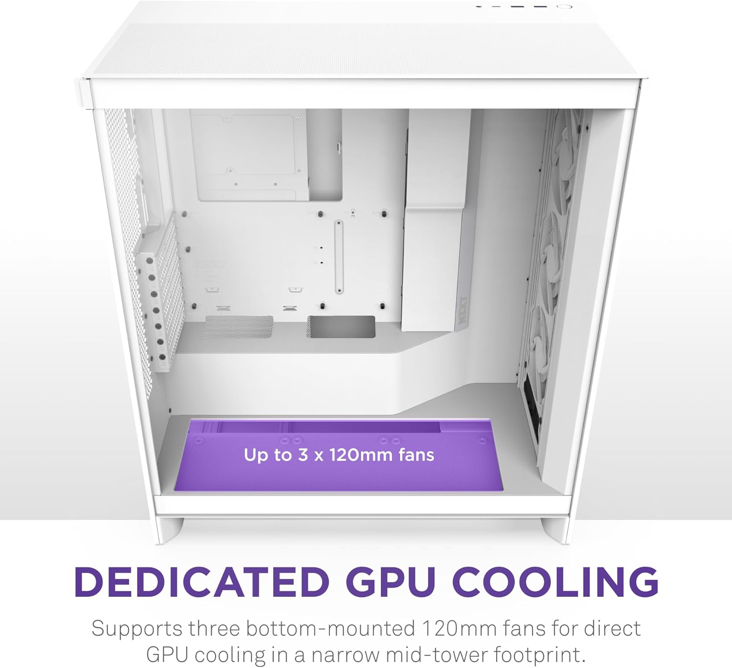 Gabinete NZXT H7 Flow RGB Branco, Mid Tower, Vidro Temperado, E-ATX, Com 3 Fans, CM-H72FW-R1 - Imagem 3