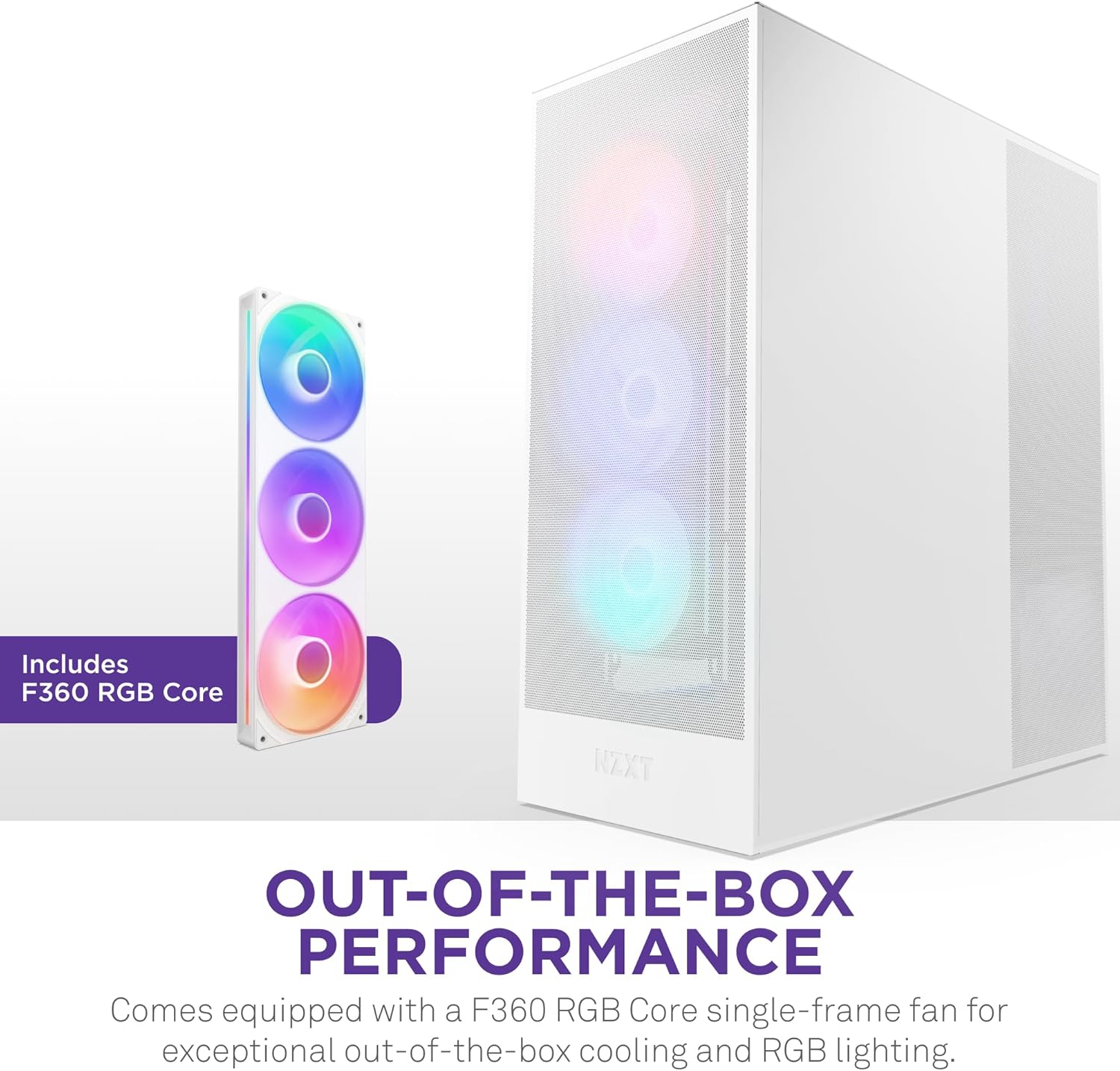 Gabinete NZXT H7 Flow RGB Branco, Mid Tower, Vidro Temperado, E-ATX, Com 3 Fans, CM-H72FW-R1 - Imagem 4