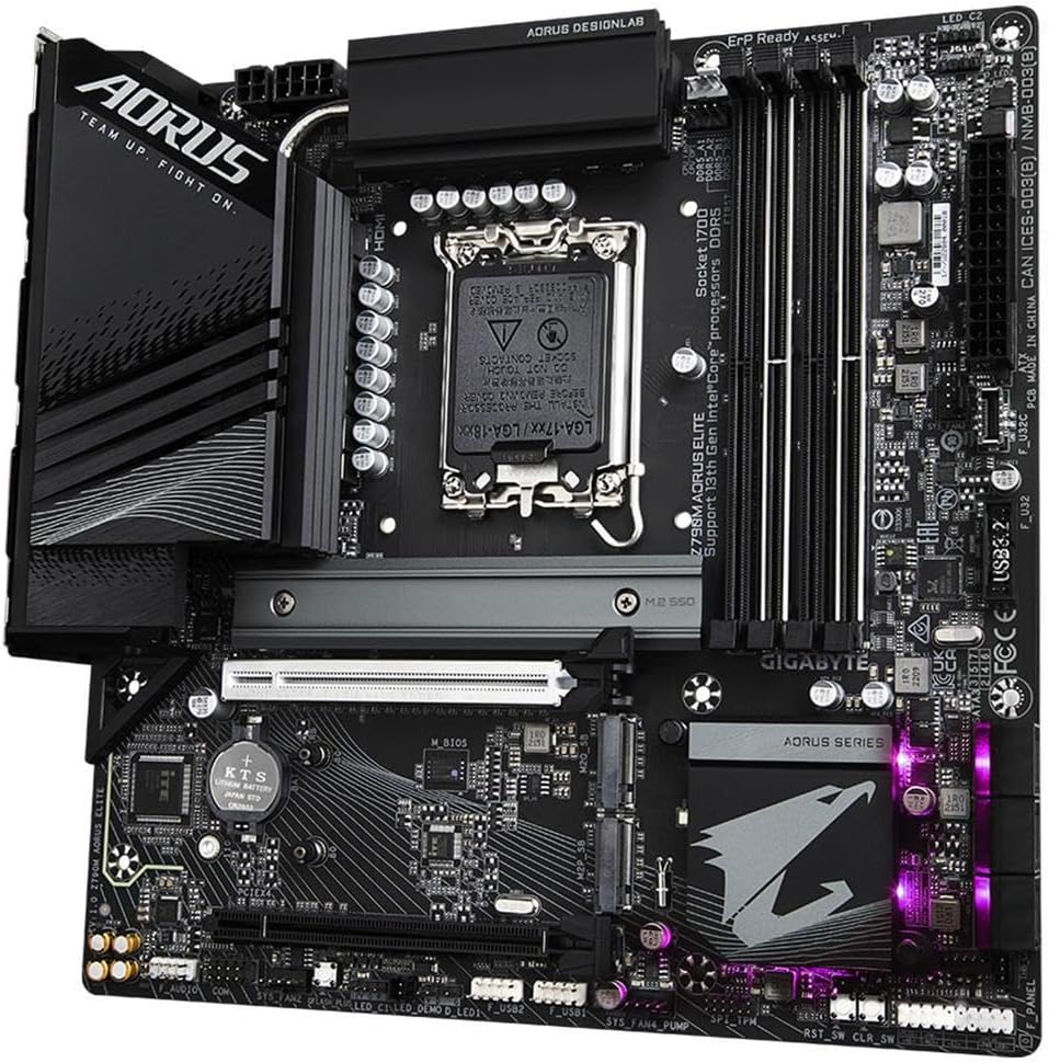 Placa Mãe Gigabyte Z790M Aorus Elite, Intel LGA 1700, mATX, DDR5, M.2 NVMe - Imagem 3