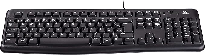 Teclado com fio USB Logitech K120 Resistente à Respingos e Layout ABNT2 -920-004423 - Imagem 2