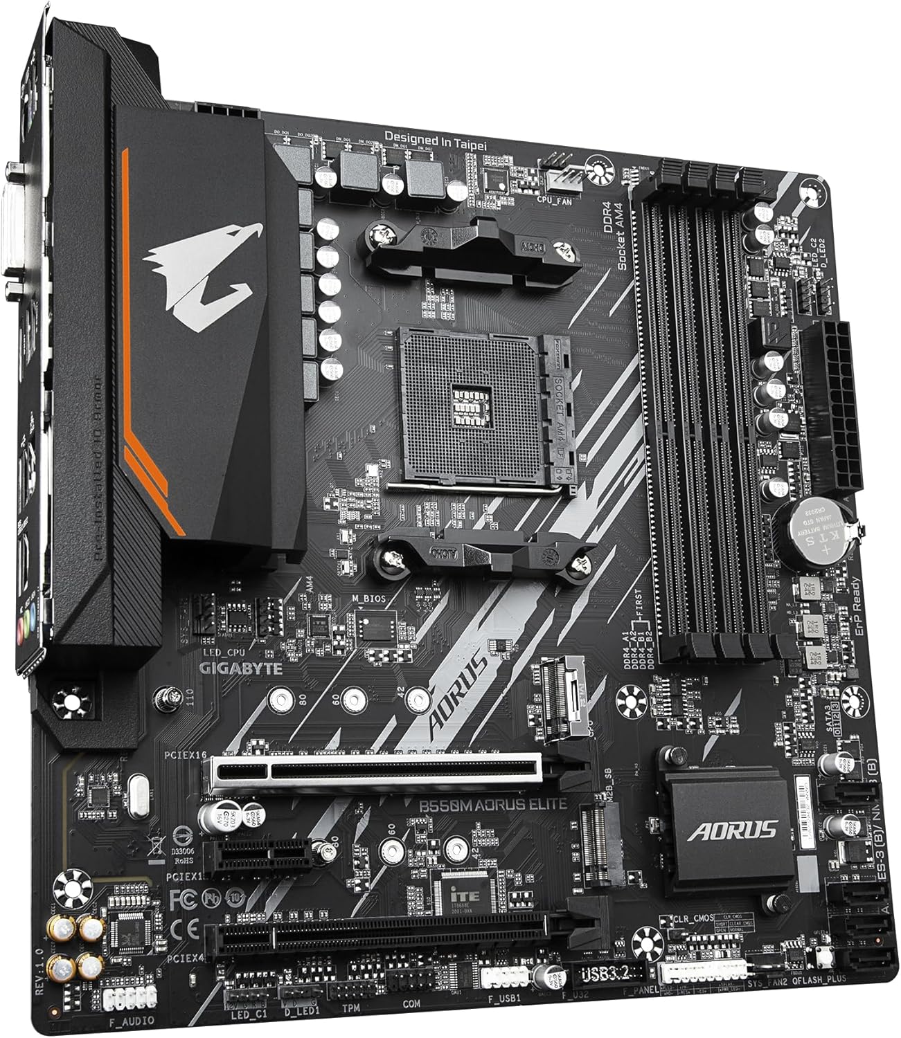 Placa Mãe B550M Aorus Elite, AMD AM4, Micro ATX, DDR4, NVMe, HDMI, USB3.2 - Imagem 3
