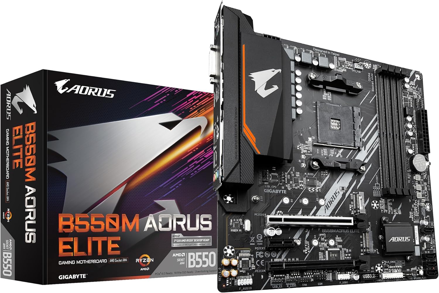 Placa Mãe B550M Aorus Elite, AMD AM4, Micro ATX, DDR4, NVMe, HDMI, USB3.2