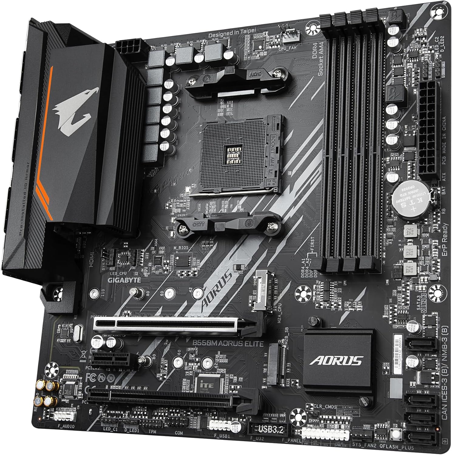 Placa Mãe B550M Aorus Elite, AMD AM4, Micro ATX, DDR4, NVMe, HDMI, USB3.2 - Imagem 4
