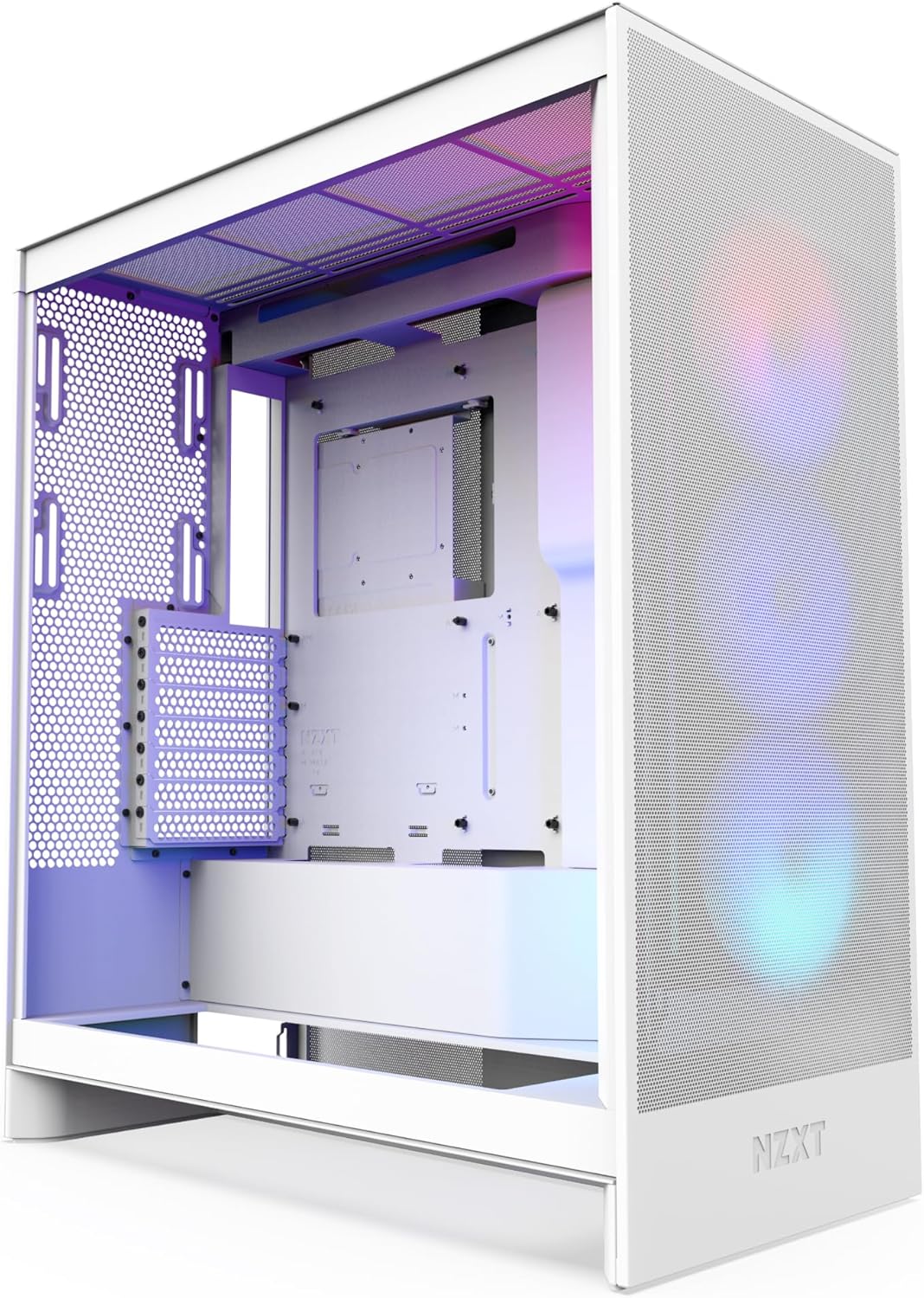 Gabinete NZXT H7 Flow RGB Branco, Mid Tower, Vidro Temperado, E-ATX, Com 3 Fans, CM-H72FW-R1