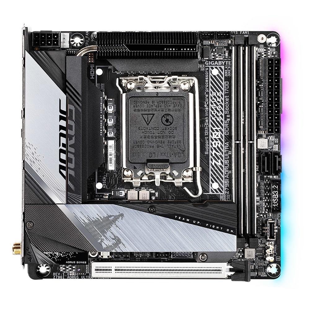 Placa Mãe Mini ITX Z790I Gigabyte AORUS ULTRA, LGA 1700, DDR5, HDMI, DisplayPort, USB 3.2, M.2 - Imagem 3