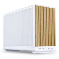 Gabinete Minimalista Lian Li A3 Branco com Frente de Madeira Usb Tipo-C para Placa Mãe M-ATX