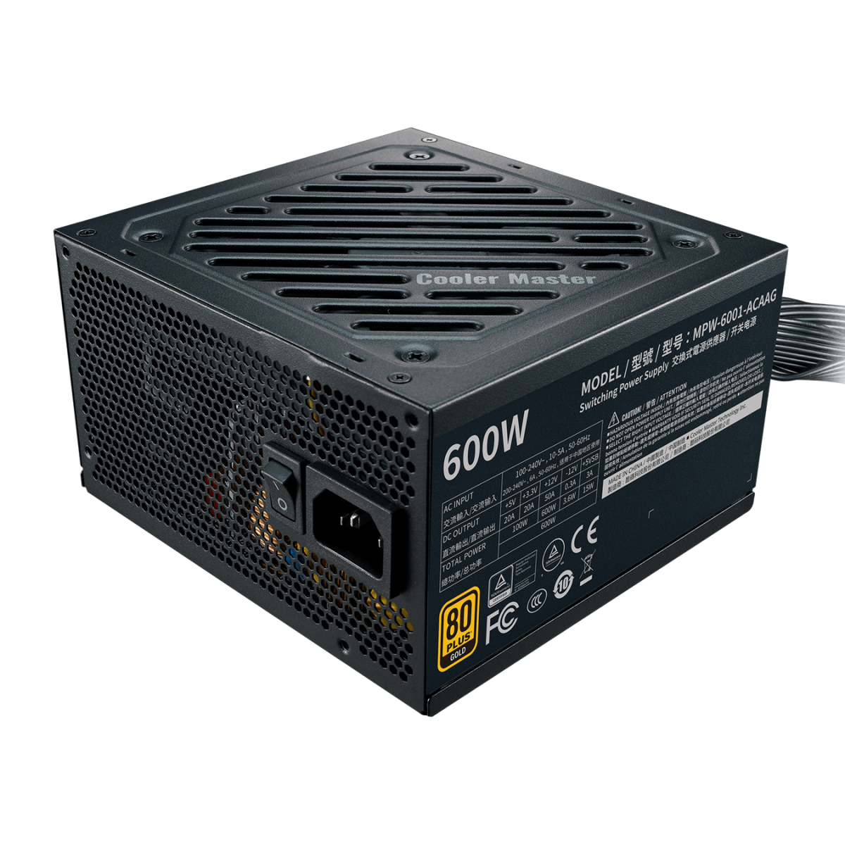 Fonte 600W 80 Plus Gold Cooler Master, PFC Ativo - MPW-6001-ACAAG-BR - Imagem 2
