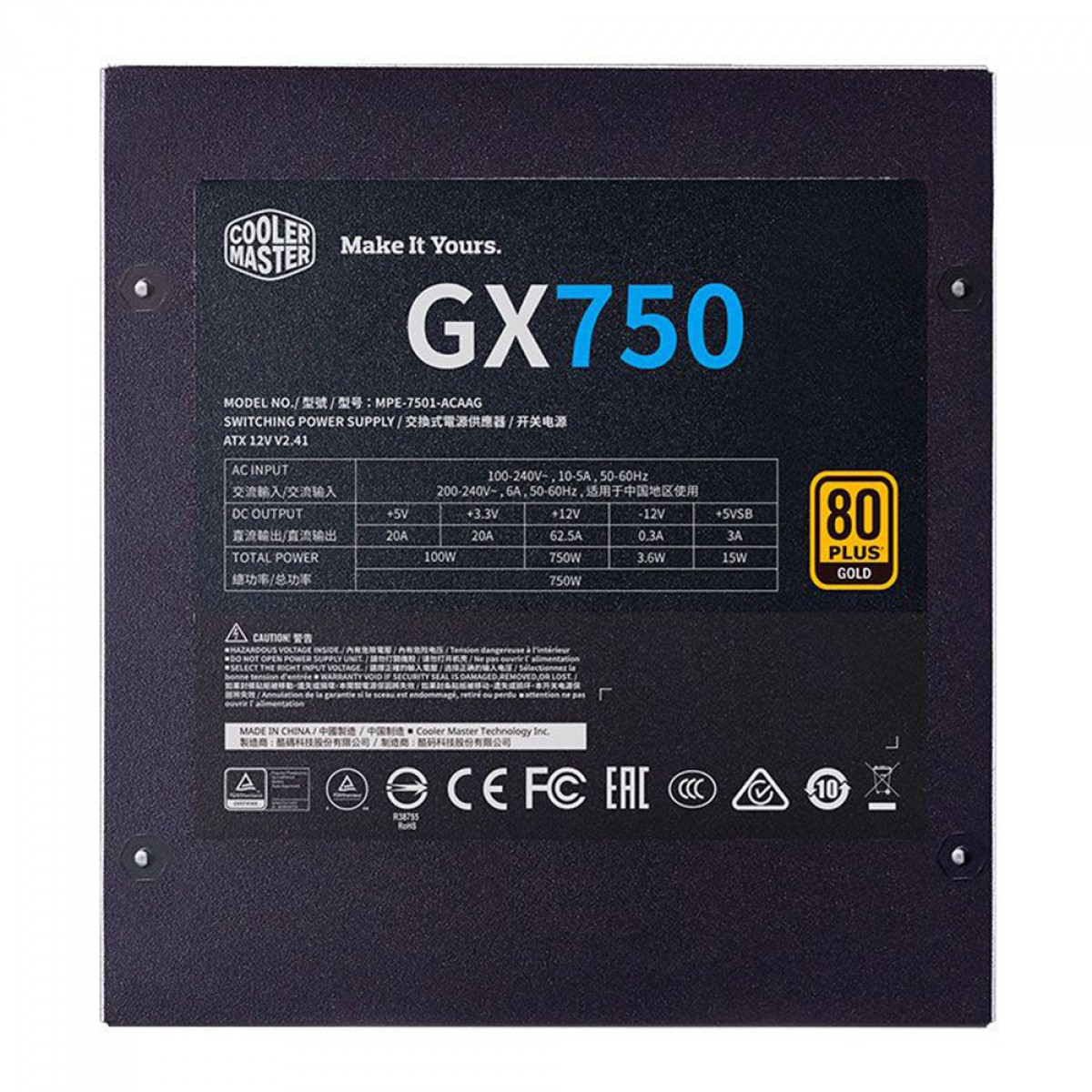 Fonte Cooler Master GX750 Gold, 750W, Full Modular, 80 Plus Gold, Preto - MPE-7501-AFAAG-W1 - Imagem 5
