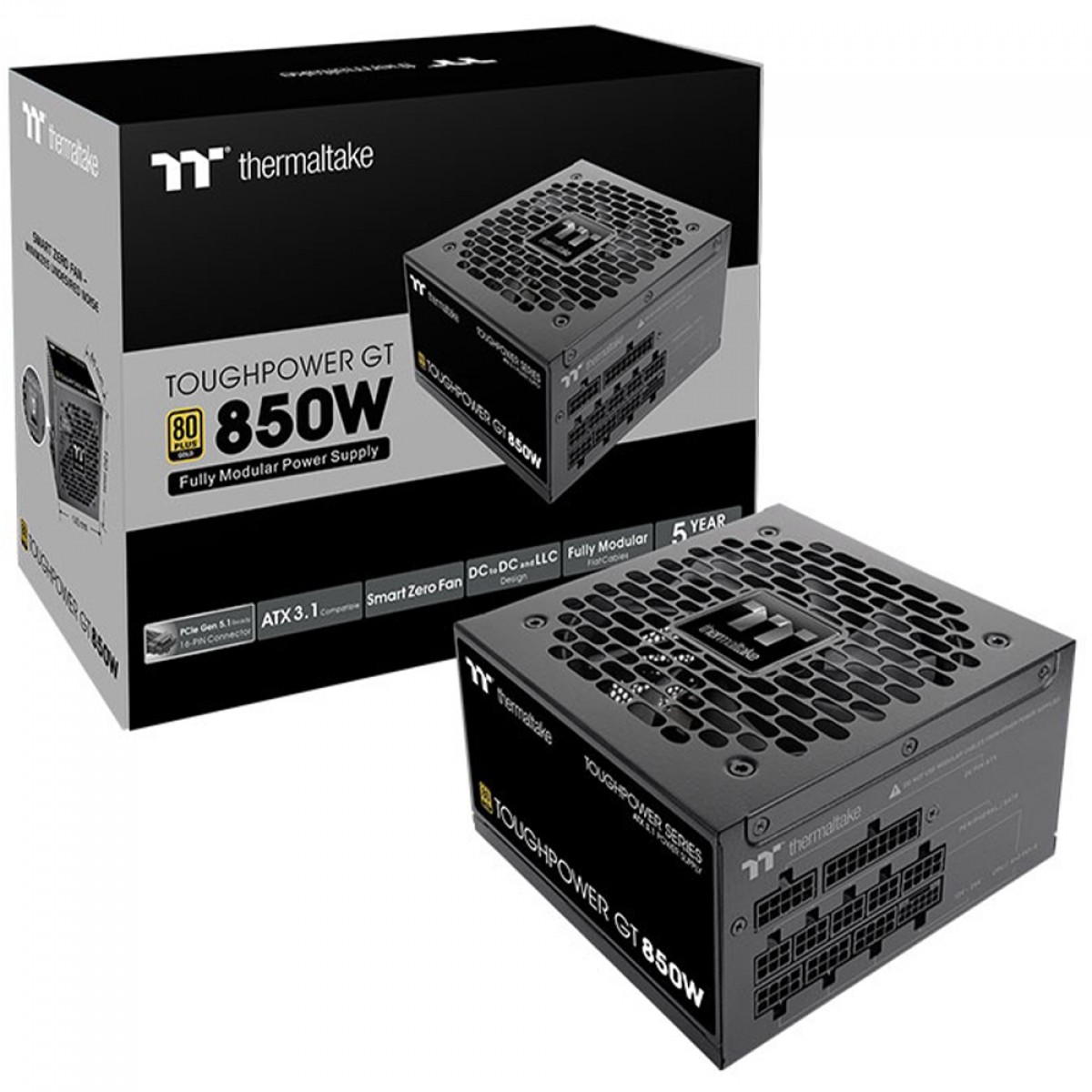Fonte 850W Preto Thermaltake Toughpower GT, 80 Plus Gold, PFC Ativo, ATX 3.1, PCI 5.1 Full Modular - Imagem 2