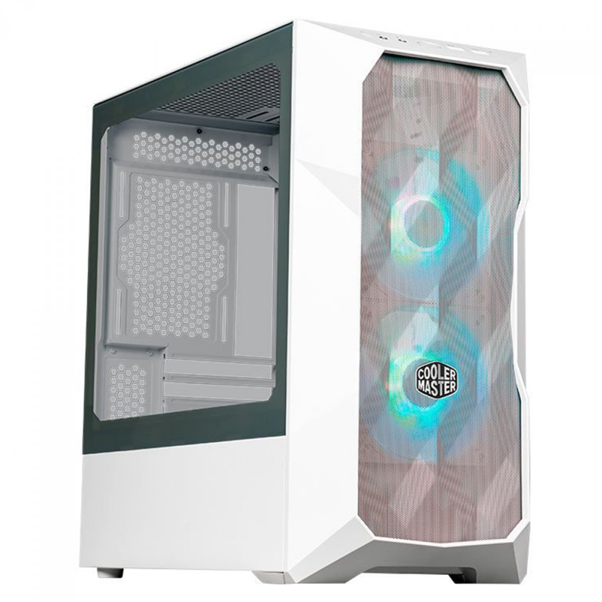Gabinete Gamer Cooler Master Masterbox TD300 Branco, 2x Fans ARGB, Vidro Temperado - TD300-WGNN-S00
