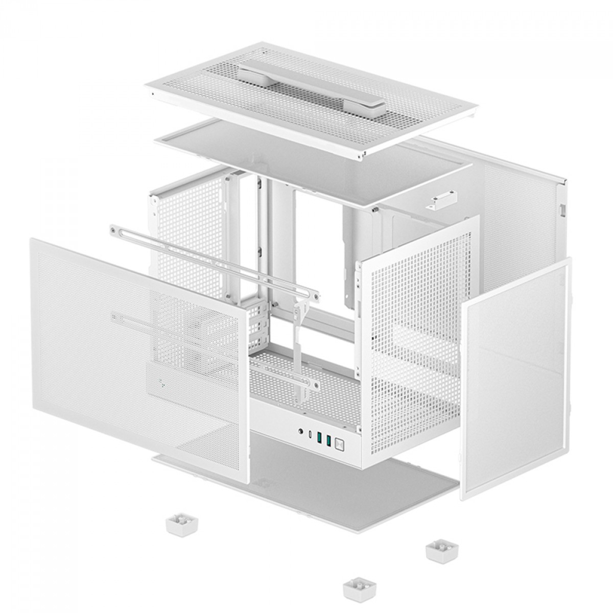Gabinete Mini ITX DeepCool CH160 Mesh Branco, ultraportátil com alça para Placa Mãe ITX - Imagem 6