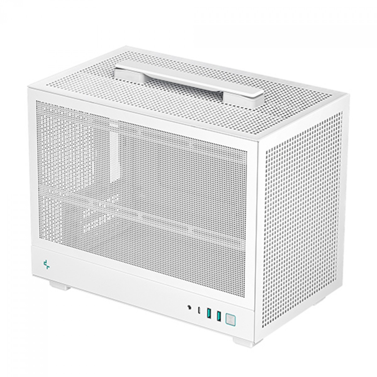 Gabinete Mini ITX DeepCool CH160 Mesh Branco, ultraportátil com alça para Placa Mãe ITX