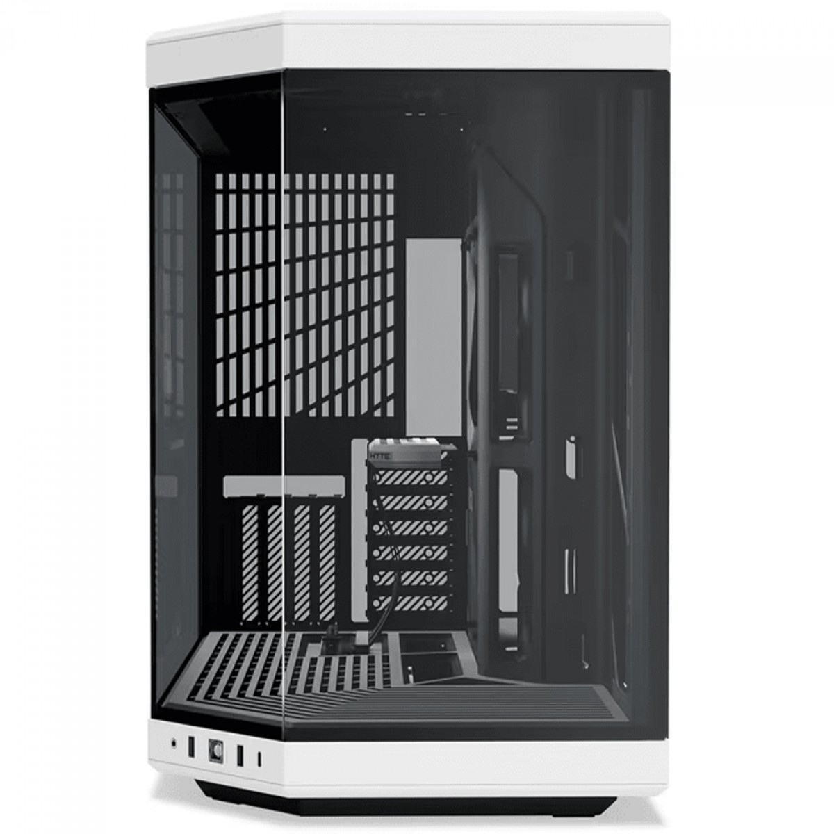 Gabinete Hyte Y70 Preto/Branco Mid Tower TG, 3 laterais de vidro, Kit GPU Vertical incluído - CS-HYTE-Y70-BW - Imagem 2