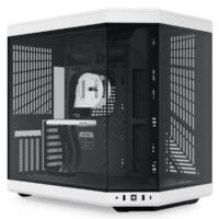 Gabinete Hyte Y70 Preto/Branco Mid Tower TG, 3 laterais de vidro, Kit GPU Vertical incluído - CS-HYTE-Y70-BW