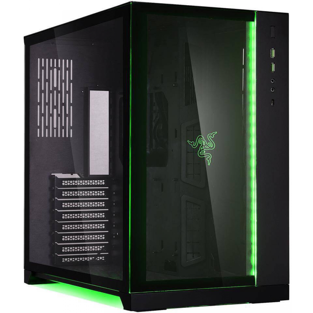 Gabinete Gamer Lian Li Dynamic Razer Edition RGB, Mid Tower, Vidro Temperado, Black - O11DXRZ - Imagem 2