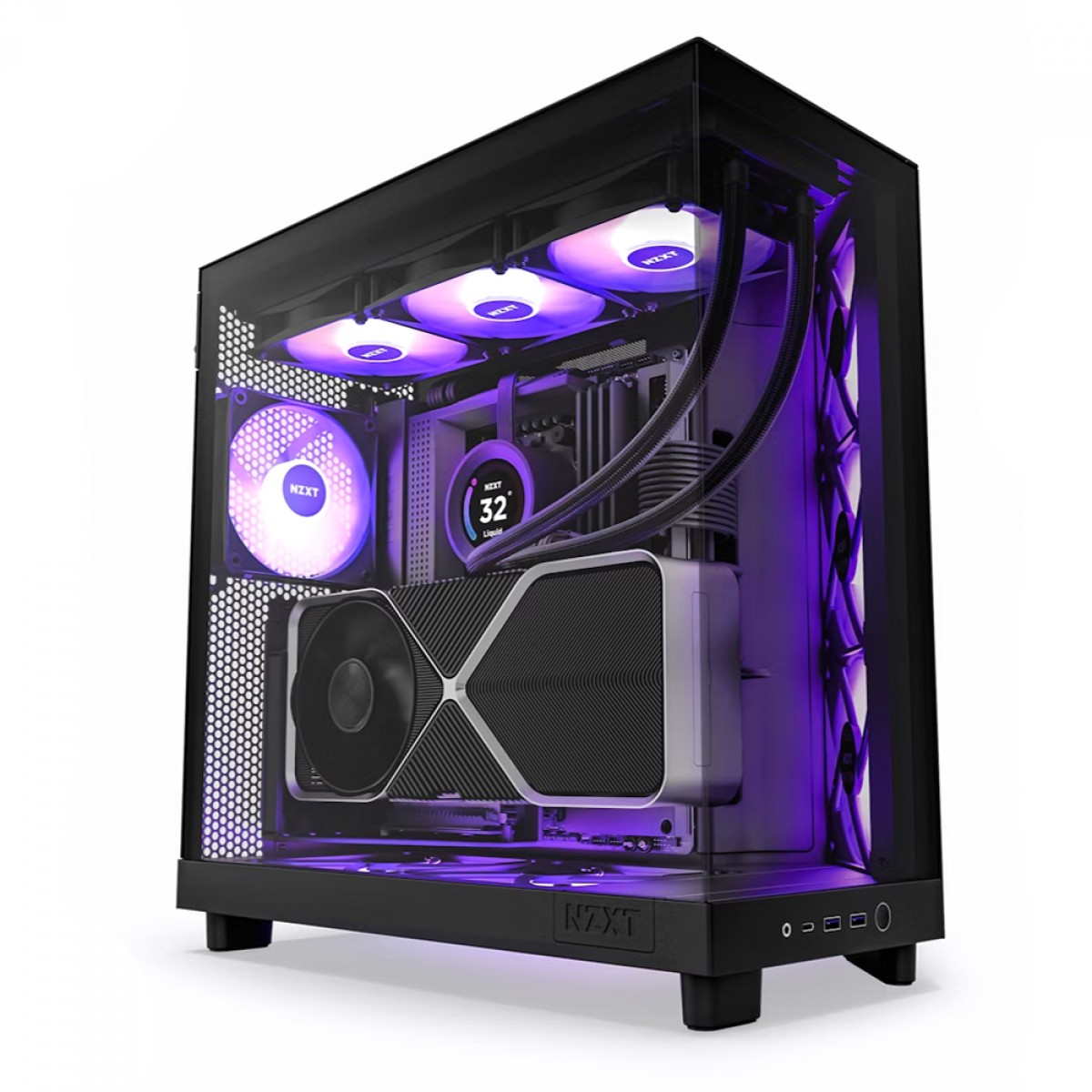 Gabinete Gamer NZXT H6 Flow 3 Fans ARGB, Mid Tower, Vidro Temperado, Preto, ATX - CC-H61FB-R1