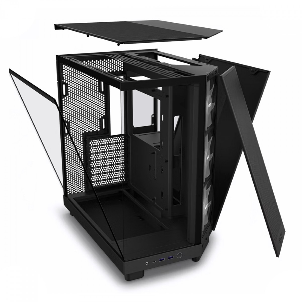 Gabinete Gamer NZXT H6 Flow 3 Fans ARGB, Mid Tower, Vidro Temperado, Preto, ATX - CC-H61FB-R1 - Imagem 5