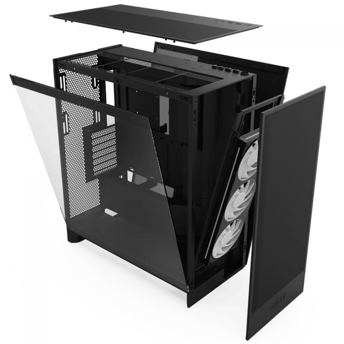 Gabinete NZXT H7 Flow RGB, Mid Tower, Vidro Temperado, E-ATX, Com 3 Fans, Preto, CM-H72FB-R1 - Imagem 5