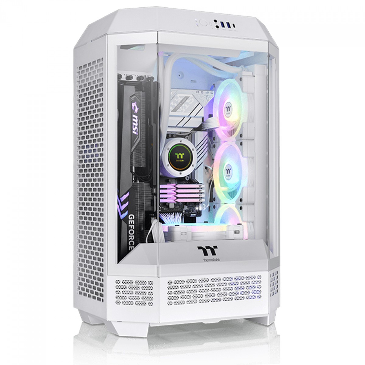 Gabinete The Tower 300 Thermaltake Branco, Vidro Temperado, mATX, Com 2 Fans - CA-1Y4-00S6WN-00 - Imagem 2