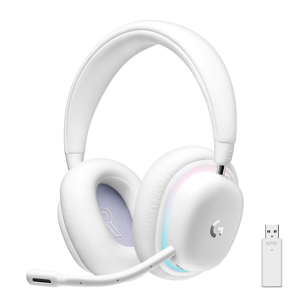 Headset Gamer Sem Fio Logitech G735 Aurora, RGB, Drivers 40mm, Bluetooth, USB, para PC e Mac, Branco - 981-001082