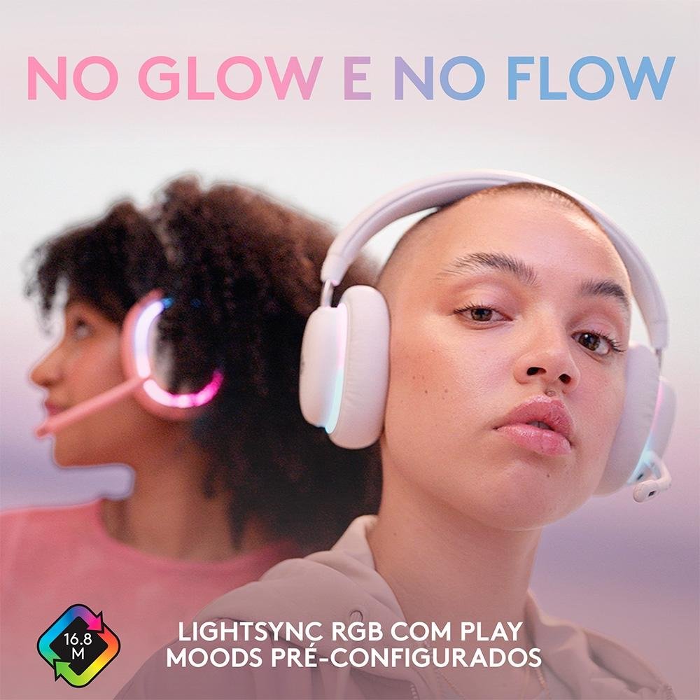 Headset Gamer Sem Fio Logitech G735 Aurora, RGB, Drivers 40mm, Bluetooth, USB, para PC e Mac, Branco - 981-001082 - Imagem 3