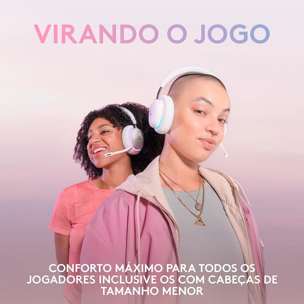 Headset Gamer Sem Fio Logitech G735 Aurora, RGB, Drivers 40mm, Bluetooth, USB, para PC e Mac, Branco - 981-001082 - Imagem 4