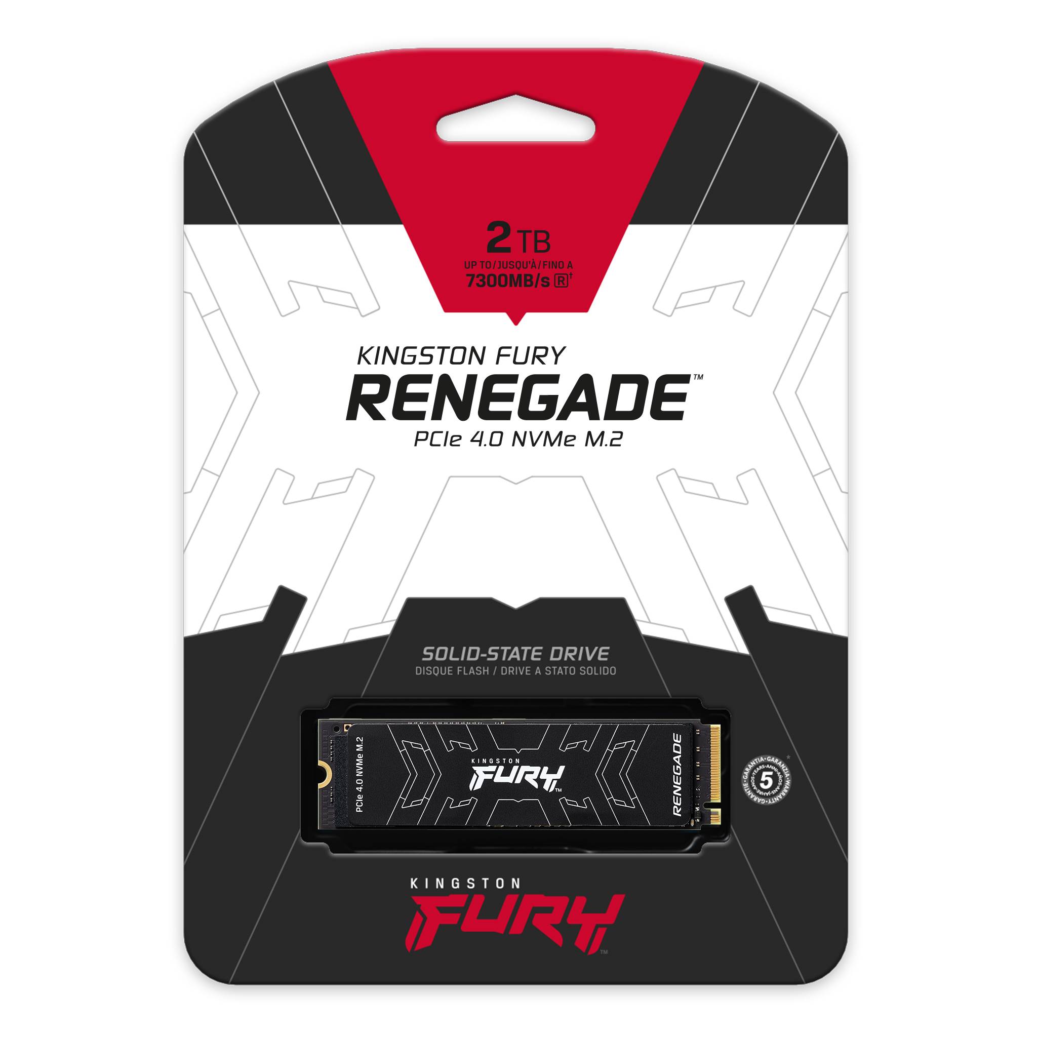 SSD 2TB Kingston Fury Renegade, M.2 2280 NVMe, PCIe 4.0, PC e PS5, Leitura 7.300MB/s - SFYRD2000G