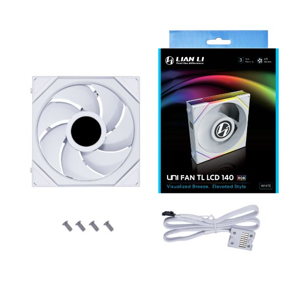 Cooler Fan Gamer Lian Li Uni Fan TL LCD, 140mm, Branco, ARGB - 14TLLCD1W