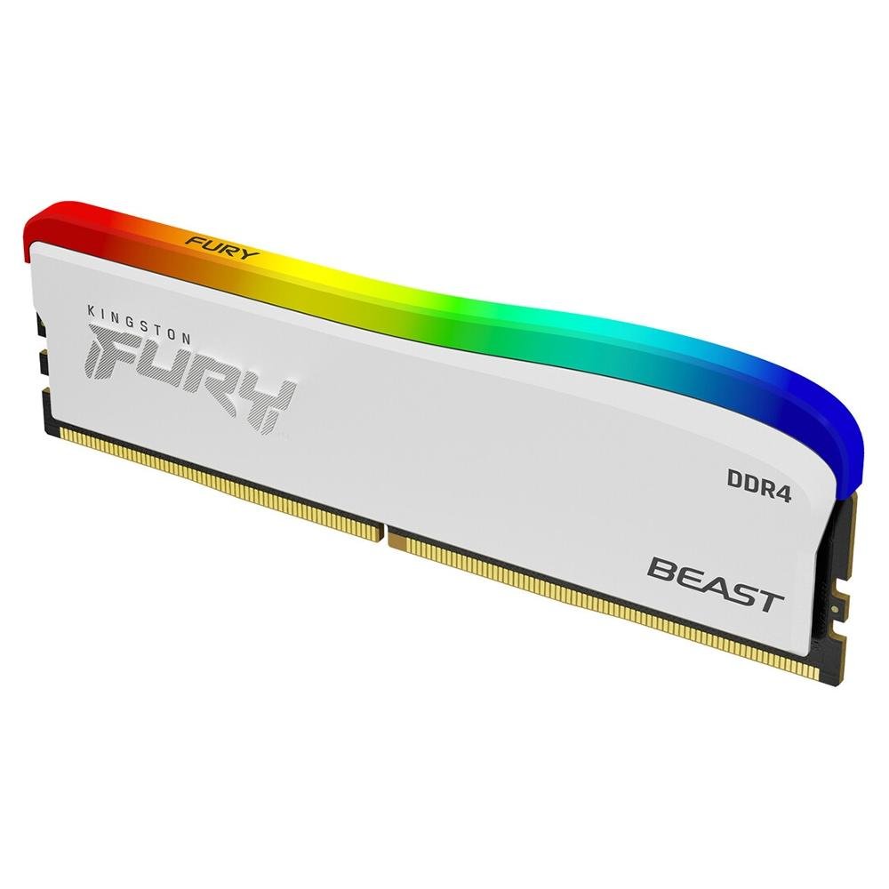 Memória Kingston Fury Beast Edição Especial, RGB, 16GB, 3200MHz, DDR4, CL16, Branco, White - KF432C16BWA/16 - Imagem 2