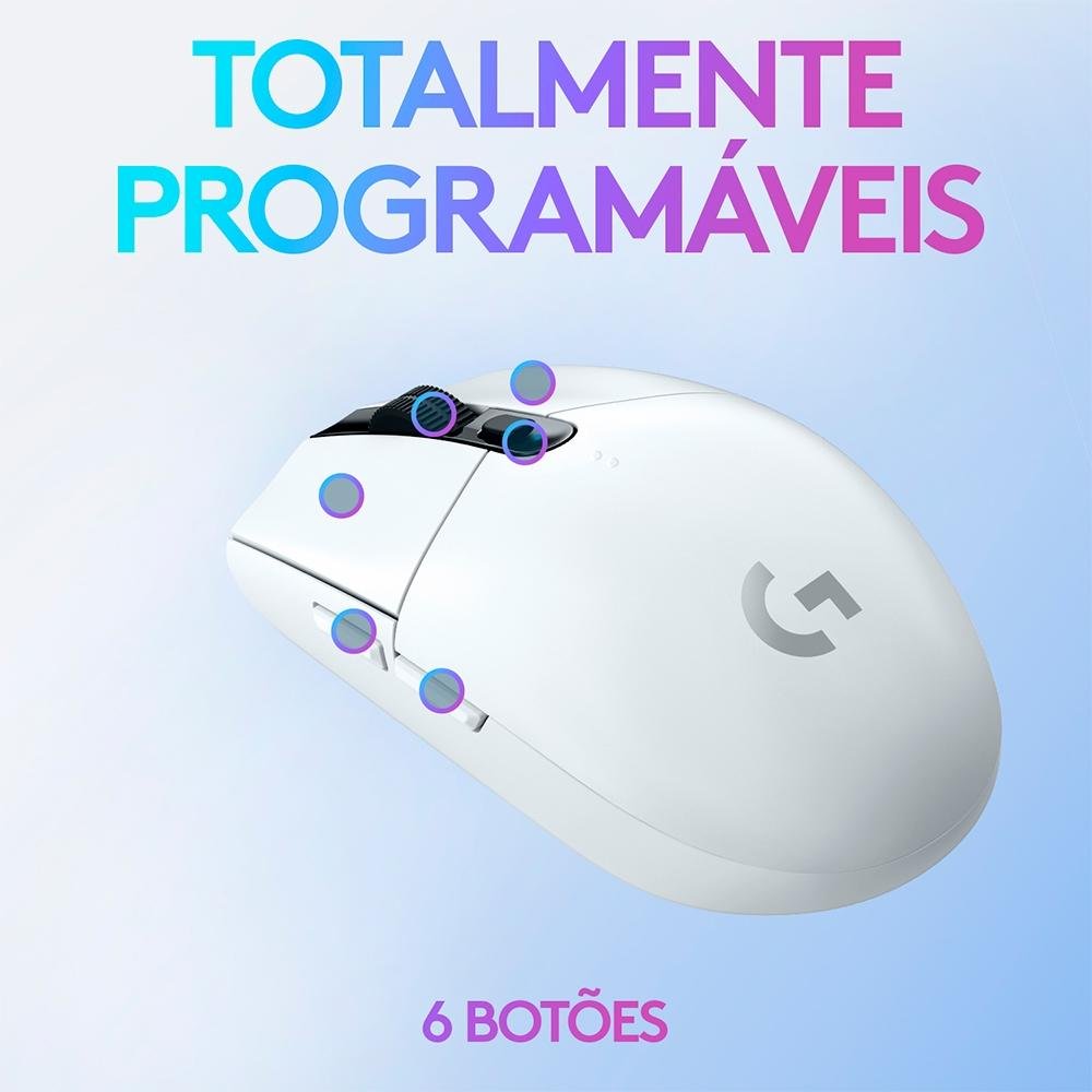 Mouse Gamer Sem Fio Logitech G305 Lightspeed, 12.000 DPI, 6 Botões Programáveis, Branco - 910-005290 - Imagem 6