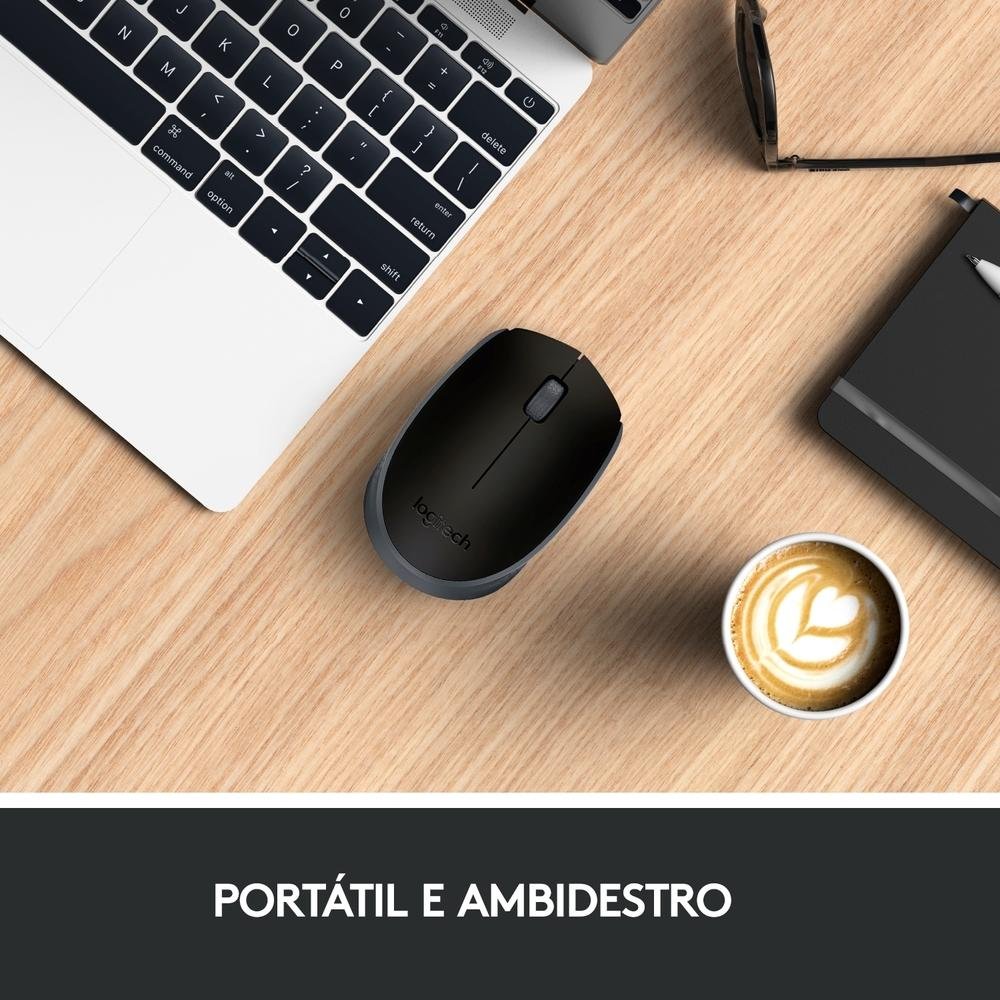 Mouse sem fio Logitech M170 com Design Ambidestro Compacto, Preto, Conexão USB e Pilha Inclusa - 910-004940 - Imagem 4