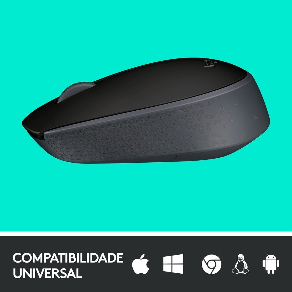 Mouse sem fio Logitech M170 com Design Ambidestro Compacto, Preto, Conexão USB e Pilha Inclusa - 910-004940 - Imagem 5