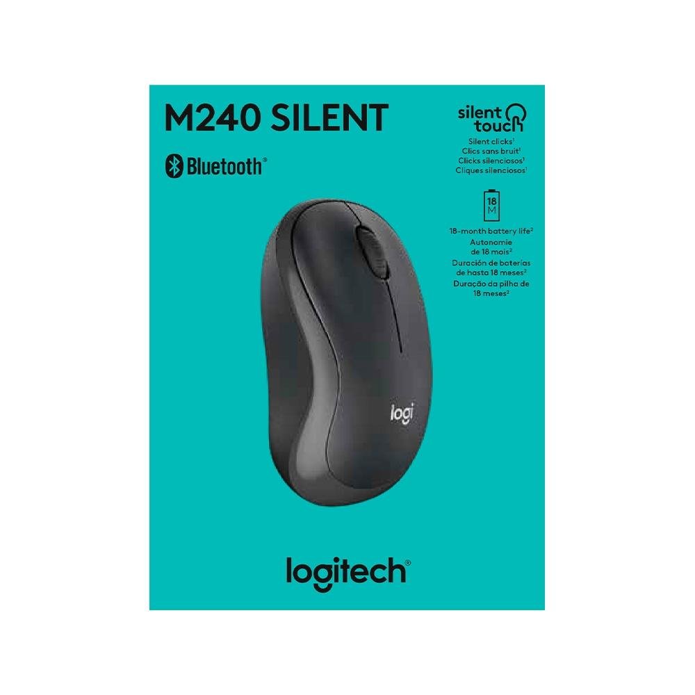 Mouse Sem Fio Logitech M240, Bluetooth, Clique Silencioso, Design Ambidestro Compacto, Grafite - 910-007113