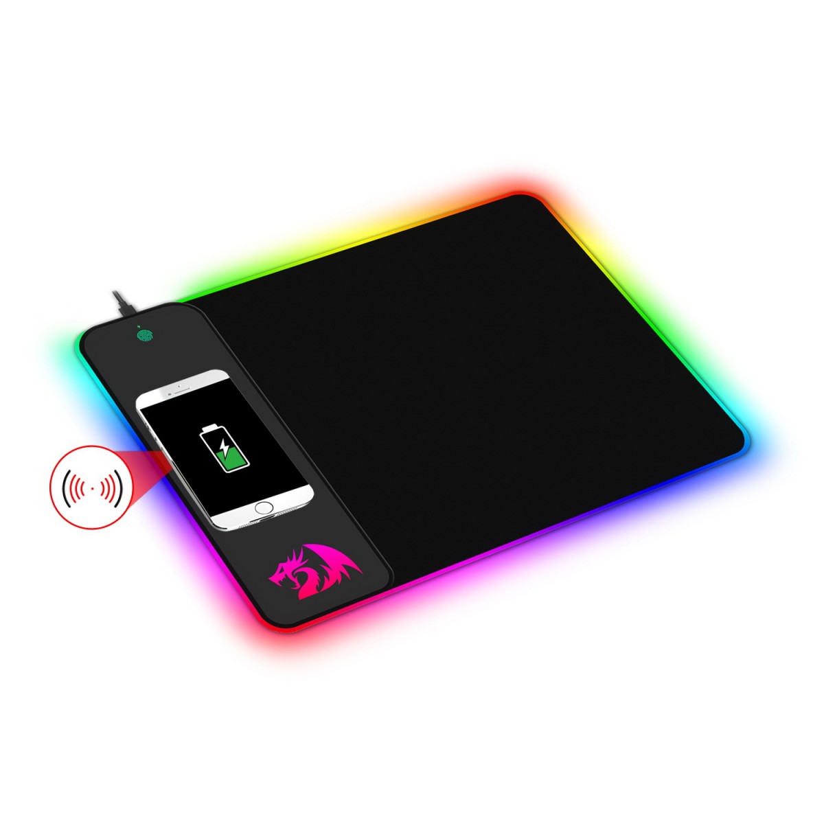 Mousepad Gamer Redragon Crater, Qi Wireless, RGB, Médio (400x300mm) - P028 - Imagem 3
